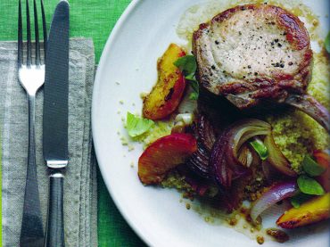 Roasted Pork Chops and Peaches