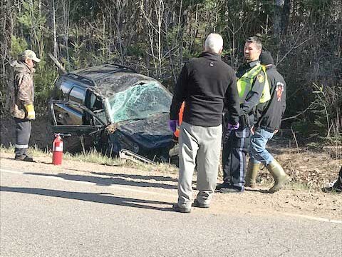 First responders at the scene of car accident on Siberia Road in Barry’s Bay, May 12.